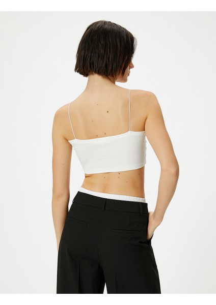 Basic Crop Atlet Ince Askılı Ribanalı Pamuklu Slim Fit