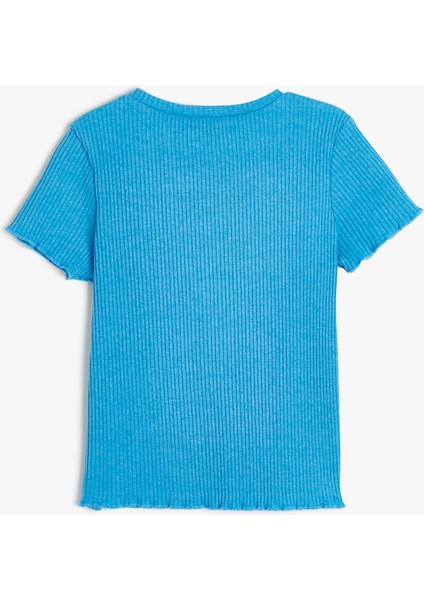 Tişört Baskı Detaylı Ribanalı Kısa Kollu Bisiklet Yaka fiyatları