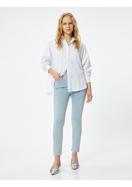 Dar Kesim Yüksek Bel Kot Pantolon Esnek Cepli Pamuklu - Carmen Skinny Jeans