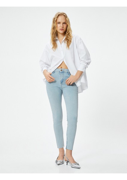 Dar Kesim Yüksek Bel Kot Pantolon Esnek Cepli Pamuklu - Carmen Skinny Jeans fiyatları