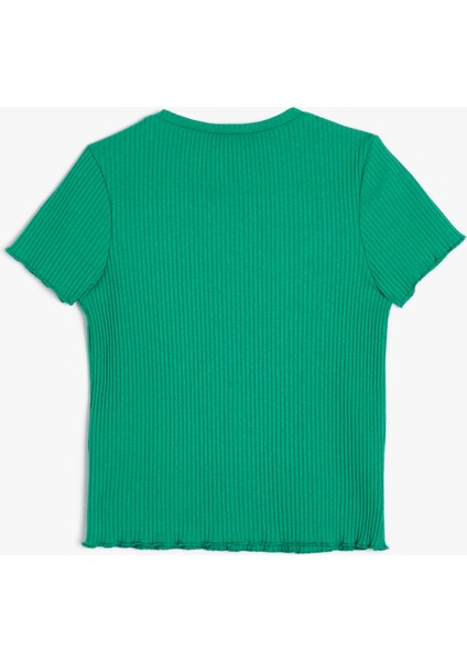 Crop Tişört Kısa Kollu Baskılı Bisiklet Yaka Dokulu fiyatları