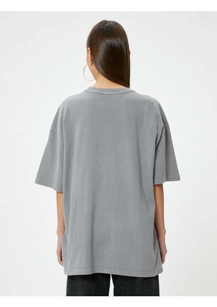 Oversize Tişört Soluk Efektli Kısa Kollu Bisiklet Yaka Pamuklu fırsatları