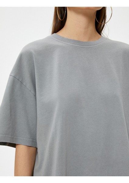 Oversize Tişört Soluk Efektli Kısa Kollu Bisiklet Yaka Pamuklu indirimleri