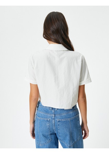 Crop Gömlek Kargo Cepli Düğmeli Kısa Kollu fırsatları