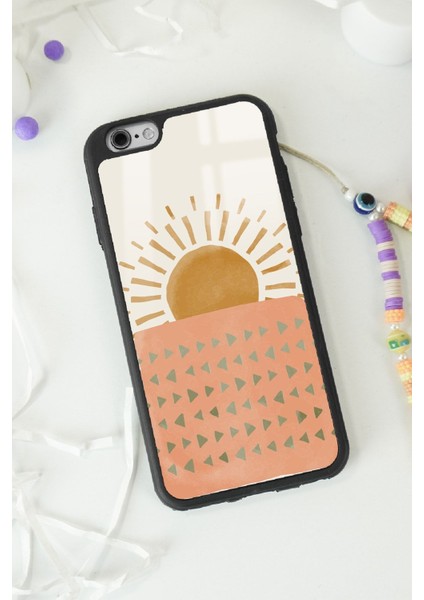 Apple iPhone 6 Plus - 6s Plus Uyumlu Suluboya Güneş Tasarımlı Glossy Telefon Kılıfı fiyatları