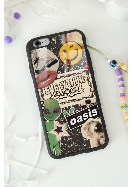 Apple iPhone 6 Plus - 6s Plus Uyumlu Retro Sticker Tasarımlı Glossy Telefon Kılıfı