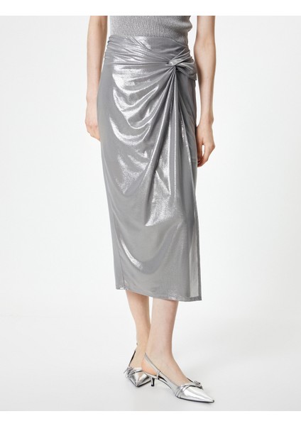 Metalik Midi Etek Düğüm Detaylı Normal Bel modelleri