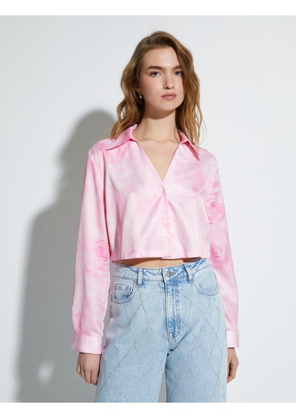 Crop Gömlek Floral Desenli modelleri