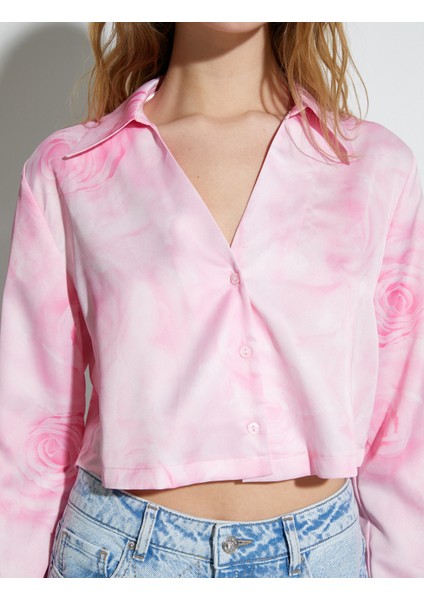 Crop Gömlek Floral Desenli indirimleri