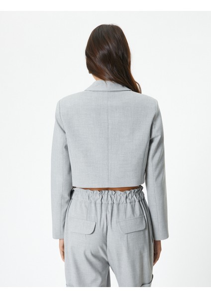 Crop Blazer Ceket Tek Düğmeli Cep Detaylı