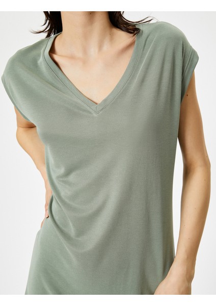 Mini Elbise Kısa Kollu V Yaka indirimleri