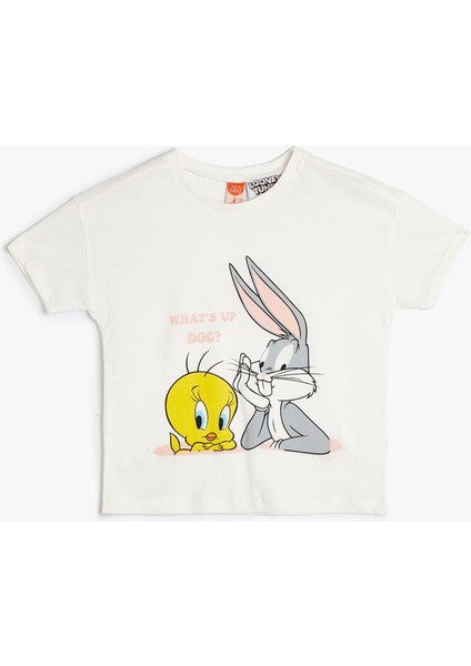 Tweety ve Bugs Bunny Tişört Lisanslı Baskılı Kısa Kollu Pamuklu