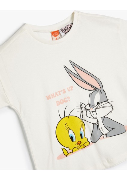 Tweety ve Bugs Bunny Tişört Lisanslı Baskılı Kısa Kollu Pamuklu