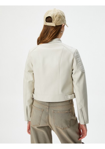 Suni Deri Biker Ceket Fermuarlı Cepli fırsatları