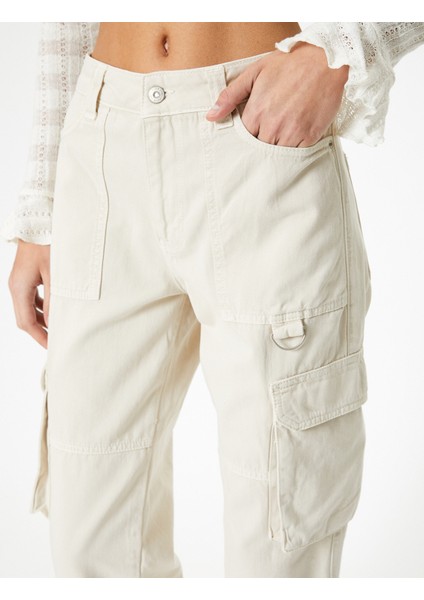 Kargo Kot Pantolon Düz Bol Paça Standart Bel - Eve Straight Jeans