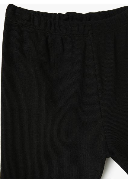 Basic Kısa Tayt Dokulu Beli Lastikli Pamuklu modelleri