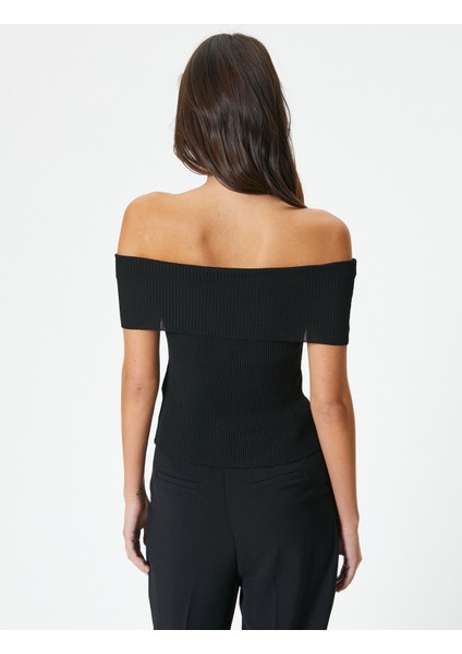 Madonna Yaka Kazak Triko Fitilli Kısa Kollu fırsatları