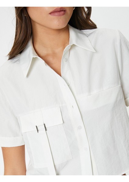 Crop Gömlek Kargo Cepli Düğmeli Kısa Kollu indirimleri
