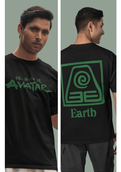 Avatar Toprak Krallığı Sırt Baskılı T-Shirt Unisex The Last Airbender Baskılı T-Shirt