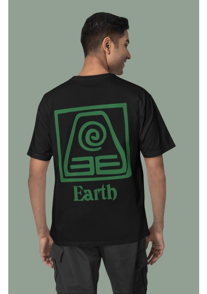 Avatar Toprak Krallığı Sırt Baskılı T-Shirt Unisex The Last Airbender Baskılı T-Shirt