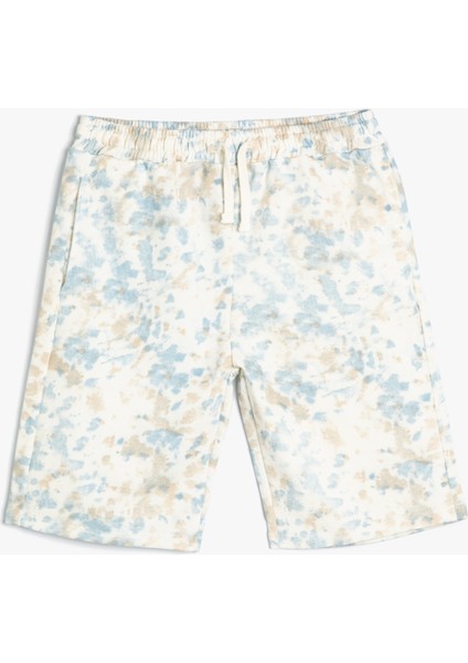Şort Batik Desenli Beli Bağlamalı Cepli Pamuklu