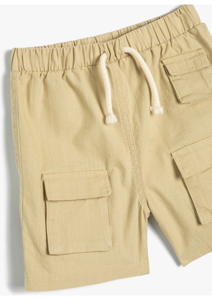 Şort Kapaklı Cepli Beli Bağlamalı Pamuklu modelleri