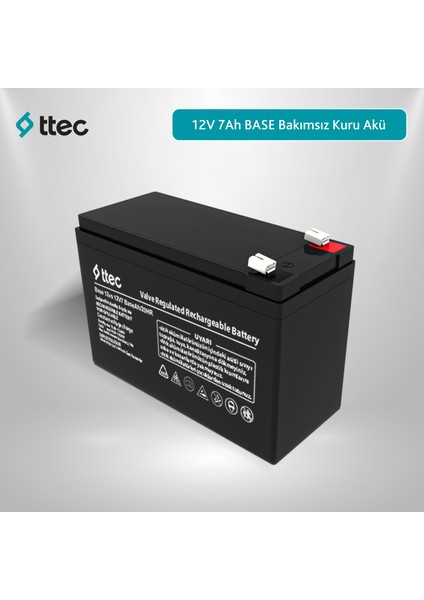 12V 7 Ah Base Bakımsız Kuru Akü