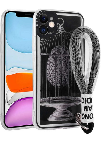 Apple iPhone 11 - Uyumlu Desenli El Askılı Ipli Astana Silikon Kapak-Kafes