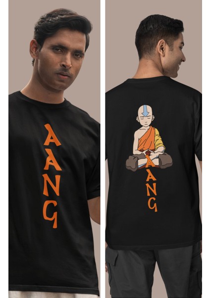 Avatar Aang Sırt Baskılı T-Shirt Unisex Son Hava Bükücü Baskılı T-Shirt