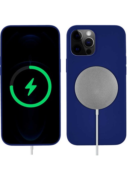 Apple iPhone 13 Pro Max - Uyumlu Silksafe Wireless Kapak-Mavi