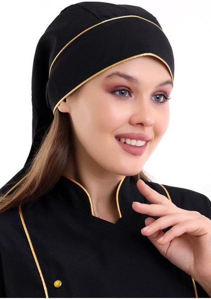 Kuyruklu Bone - Siyah-Sarı Biye