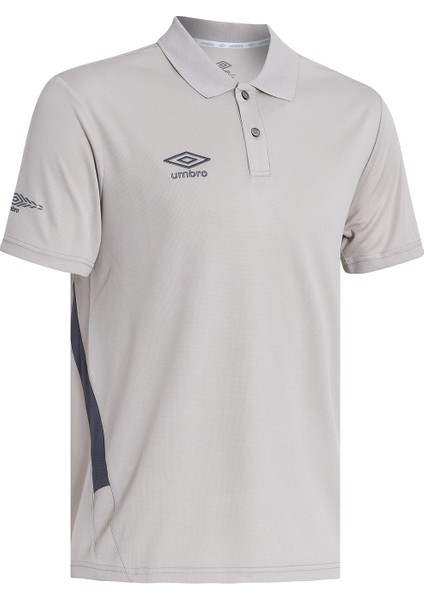 Erkek Gri Polo Yaka Spor T-Shirt - TF-0208 Umbro Camp Polo T-Shirt Grey - Erkek Gri Polo Yaka Antrenman T-Shirtü