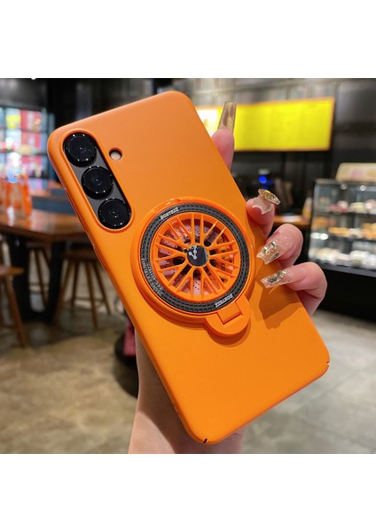 Samsung Galaxy S24 Dönen Gyro Kickstand Lens Koruyucusu Telefon Kılıfı (Yurt Dışından)