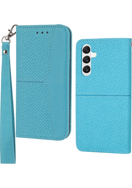 Samsung Galaxy A55 5g Deri Manyetik Dokuma Dokusu Kayış Telefon Kılıfı (Yurt Dışından)