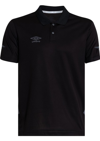 Erkek Siyah Polo Yaka Spor T-Shirt - TF-0208 Umbro Camp Polo T-Shirt Black - Erkek Siyah Polo Yaka Antrenman T-Shirtü