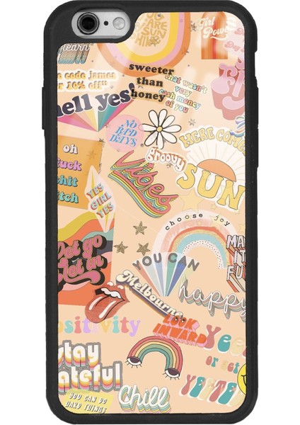 Apple iPhone 6 Plus - 6s Plus Vintage Sticker Tasarımlı Glossy Telefon Kılıfı