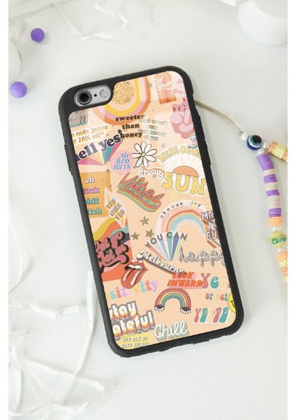 Apple iPhone 6 Plus - 6s Plus Vintage Sticker Tasarımlı Glossy Telefon Kılıfı