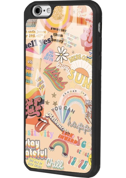 Apple iPhone 6 Plus - 6s Plus Vintage Sticker Tasarımlı Glossy Telefon Kılıfı