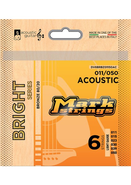 Mark Strings Bright 80/20 Bronze 11-50 Akustik Gitar Teli