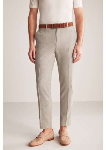 Keten Pamuk Karışımlı Haki Chino Pantolon fırsatları