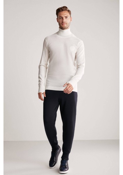 Slim Fit Beyaz Activewear Merino Yün Triko modelleri