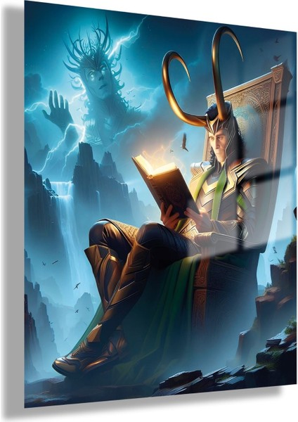 Temperli Gerçek Cam Tablo Film Karakteri Uzak Çekim Loki