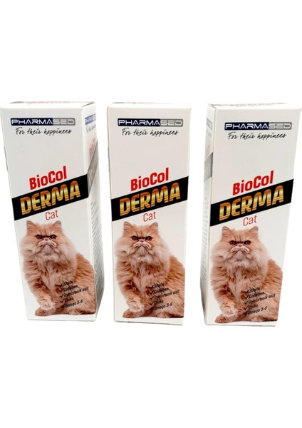 3 Kutu Derma Biocol Kedi Tüy Sağlığı Için Vitamin Takviyesi 50 ml