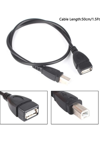 50 cm 1.5ft USB 2.0 Tip A Dişi USB B Erkek Tarayıcı Yazıcı Uzatma Adaptör Kablosu #260667 (Yurt Dışından)