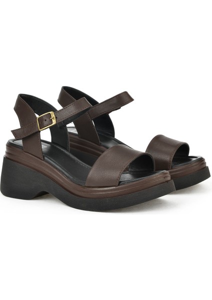Kadın Deri Topuklu Sandalet 141992Z68002 Kahve fiyatları