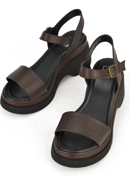 Kadın Deri Topuklu Sandalet 141992Z68002 Kahve fırsatları