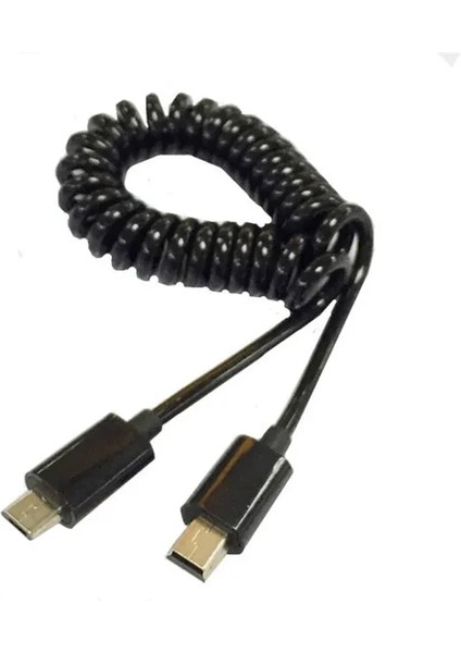 Spiral Sarmal Mikro USB B 5pin M - Mini USB B 5pin Erkek Adaptör Adaptör Kablosu 1m 3ft (Yurt Dışından)