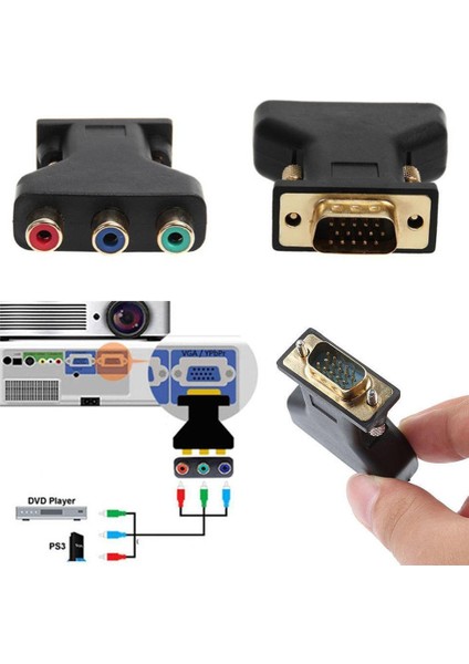 VGA Rca Konnektör Dönüştürücü Erkek VGA 3 Rca Rgb Dişi Video Jack Tarzı Fiş Bileşeni 15-Pin VGA Video Adaptörü Hd Z9V9 (Yurt Dışından) fiyatları