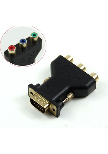 15 Pin VGA Erkek - 3 Rca Dişi M/f Yeni Siyah Adaptör Konnektör Dönüştürücü (Yurt Dışından)