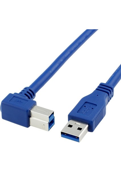 2.5 M USB 3.0 Tip A Erkek - B Erkek 90 Derece Açı Veri Adaptörü Kablosu Yazıcı Sabit Disk Yerleştirme Istasyonu Korumalı Mavi (Yurt Dışından) fırsatları